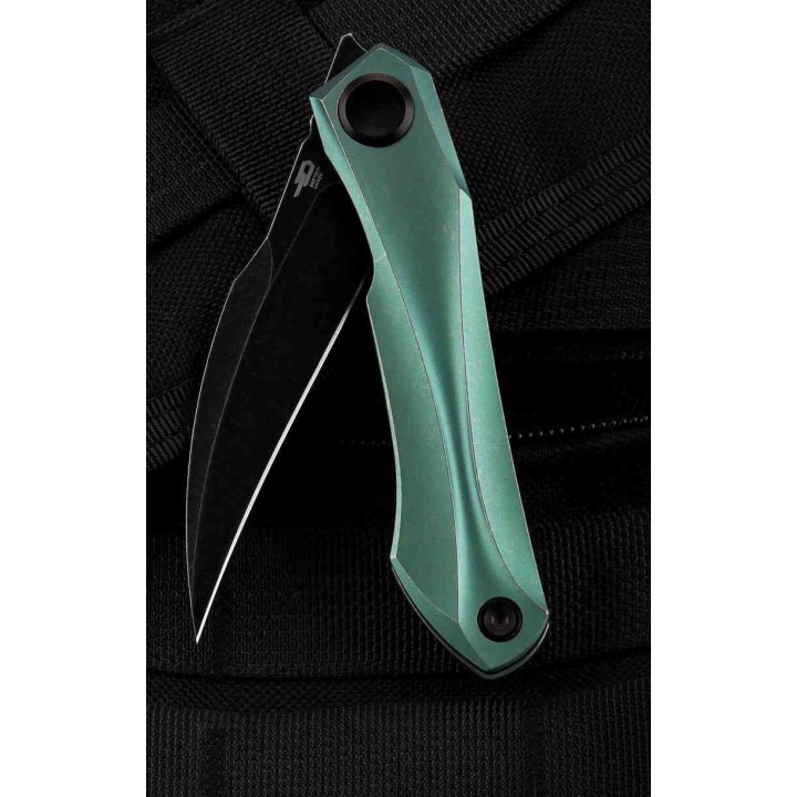 Couteau Bestech IVY Green Manche Titane Lame Acier S35VN Bearing Pivot Framelock Clip BTKT2004E - Livraison Gratuite
