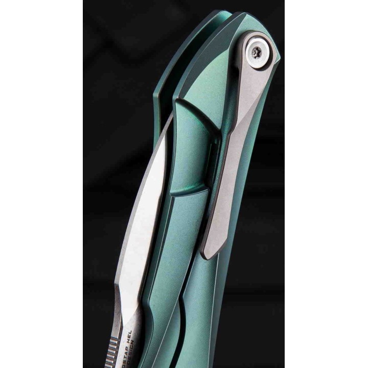 Couteau Bestech IVY Green Manche Titane Lame Acier S35VN Bearing Pivot Framelock Clip BTKT2004D - Livraison Gratuite