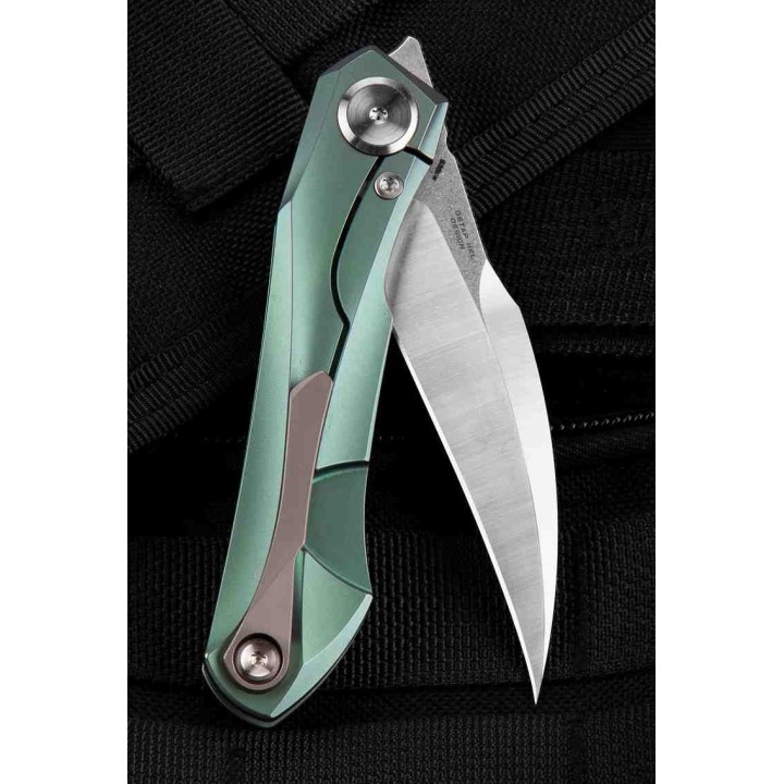 Couteau Bestech IVY Green Manche Titane Lame Acier S35VN Bearing Pivot Framelock Clip BTKT2004D - Livraison Gratuite