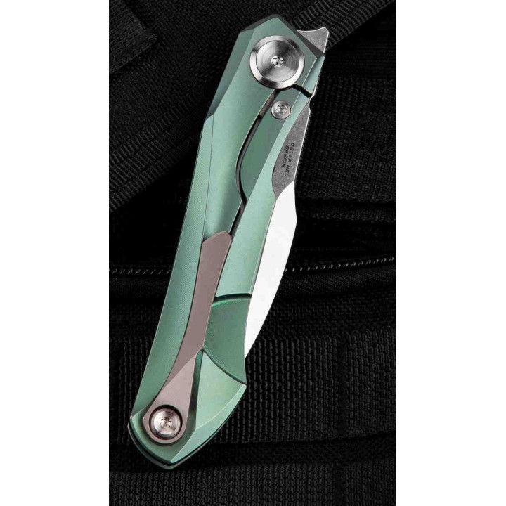 Couteau Bestech IVY Green Manche Titane Lame Acier S35VN Bearing Pivot Framelock Clip BTKT2004D - Livraison Gratuite
