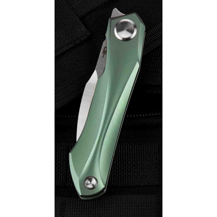 Couteau Bestech IVY Green Manche Titane Lame Acier S35VN Bearing Pivot Framelock Clip BTKT2004D - Livraison Gratuite
