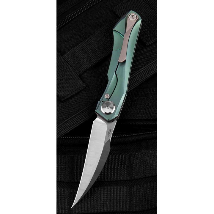 Couteau Bestech IVY Green Manche Titane Lame Acier S35VN Bearing Pivot Framelock Clip BTKT2004D - Livraison Gratuite