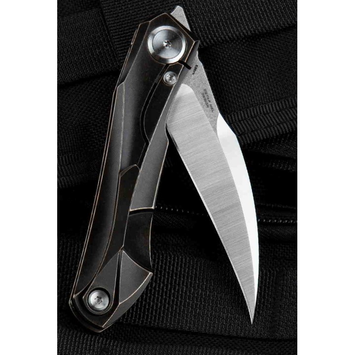 Couteau Bestech IVY Black Manche Titane Lame Acier S35VN Bearing Pivot Framelock Clip BTKT2004A - Livraison Gratuite
