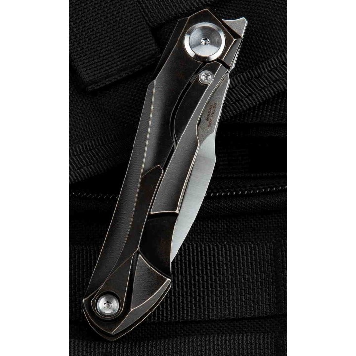 Couteau Bestech IVY Black Manche Titane Lame Acier S35VN Bearing Pivot Framelock Clip BTKT2004A - Livraison Gratuite