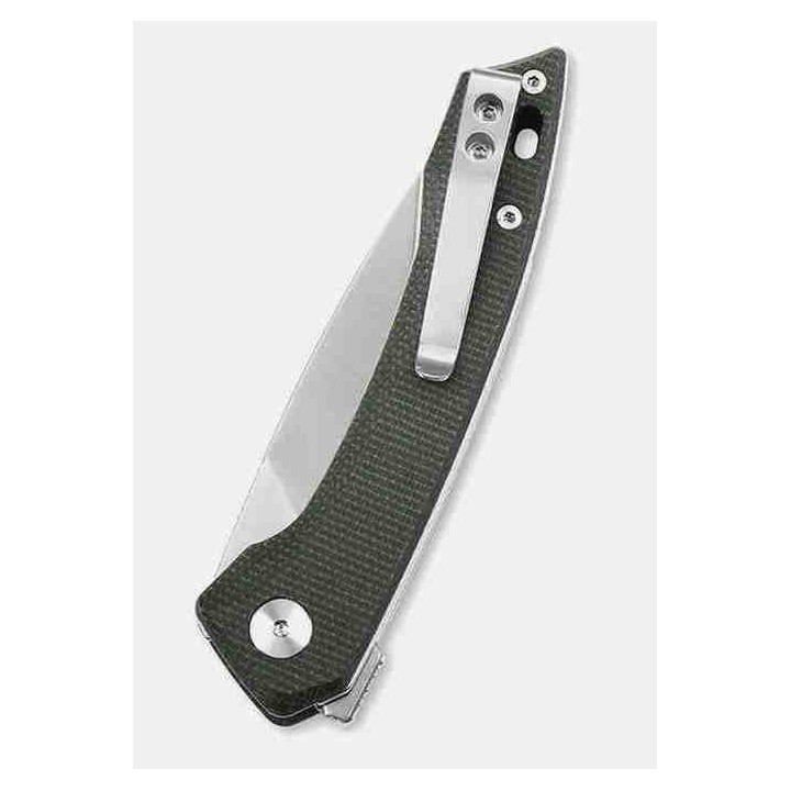 Couteau QSP Knife Leopard Green Lame Acier 14C28N Manche Micarta Ball Bearings QS135C - Livraison Gratuite
