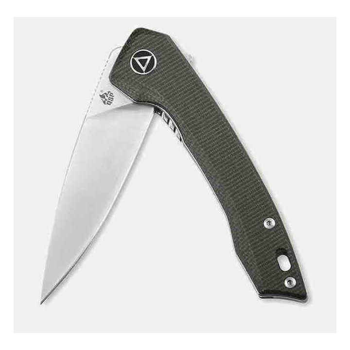 Couteau QSP Knife Leopard Green Lame Acier 14C28N Manche Micarta Ball Bearings QS135C - Livraison Gratuite