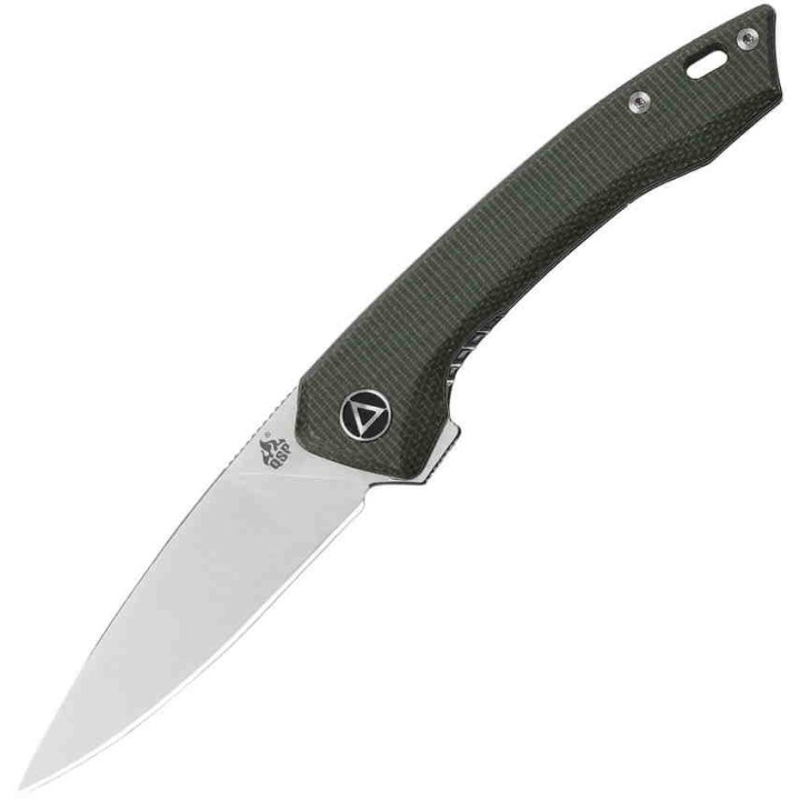 Couteau QSP Knife Leopard Green Lame Acier 14C28N Manche Micarta Ball Bearings QS135C - Livraison Gratuite