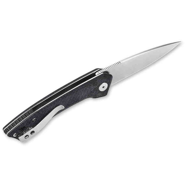 Couteau QSP Knife Leopard Black Lame Acier 14C28N Manche Micarta Ball Bearings QS135B - Livraison Gratuite