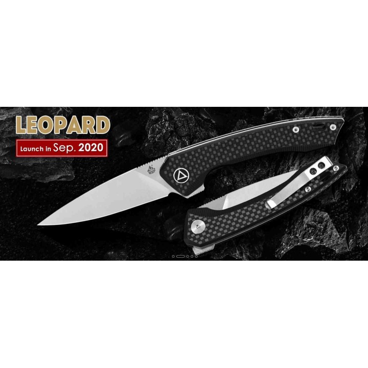 Couteau QSP Knife Leopard Black Lame Acier 14C28N Manche FC/G10 Ball Bearings QS135A - Livraison Gratuite