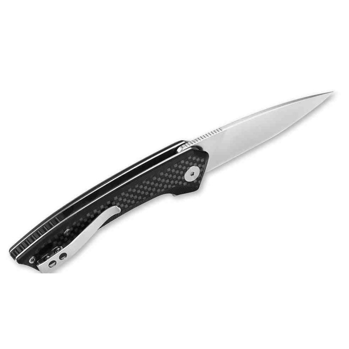 Couteau QSP Knife Leopard Black Lame Acier 14C28N Manche FC/G10 Ball Bearings QS135A - Livraison Gratuite