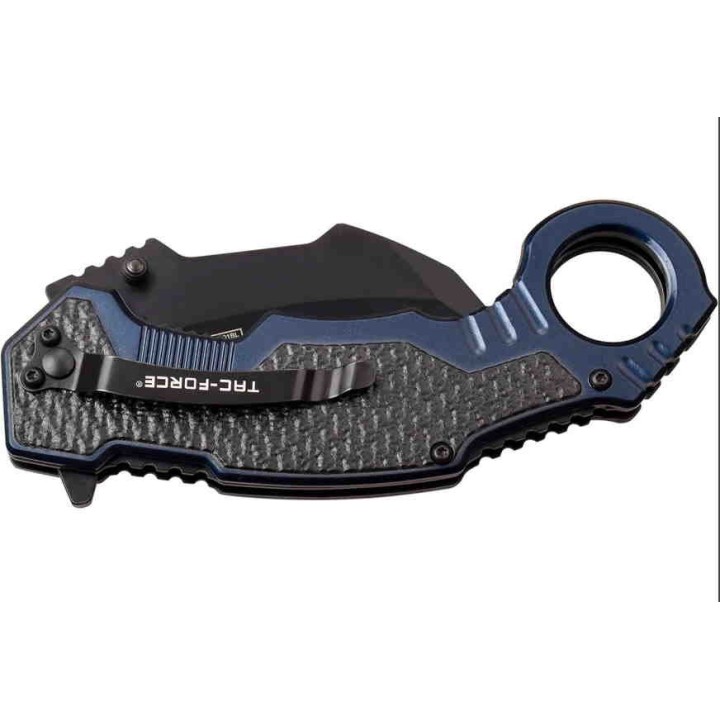 TF1001BL Couteau Tac Force Karambit A/O Lame Acier 3Cr13 Manche Alu Black/Blue - Livraison Gratuite