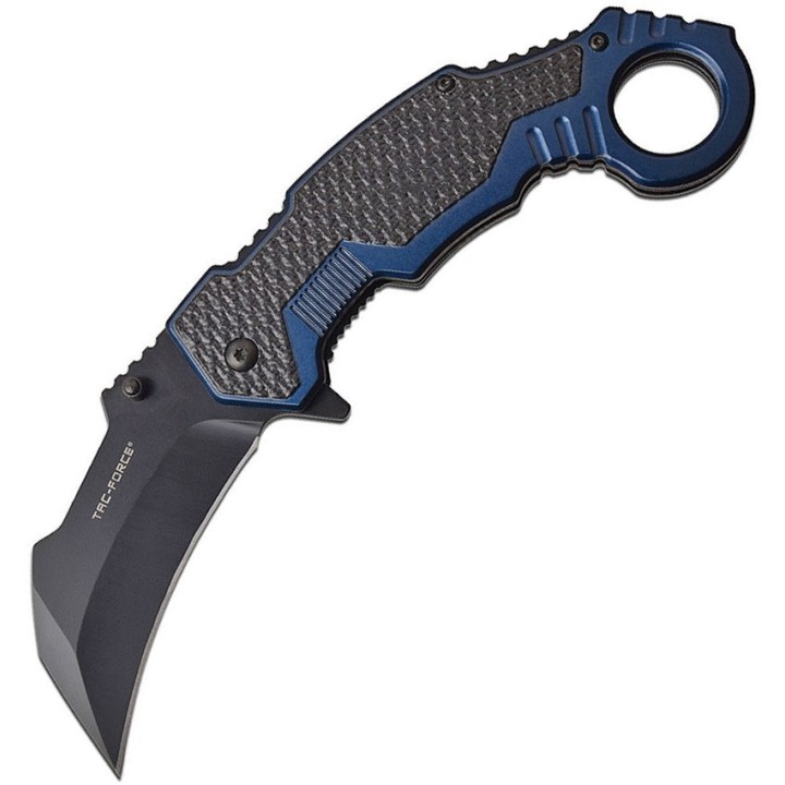 TF1001BL Couteau Tac Force Karambit A/O Lame Acier 3Cr13 Manche Alu Black/Blue - Livraison Gratuite