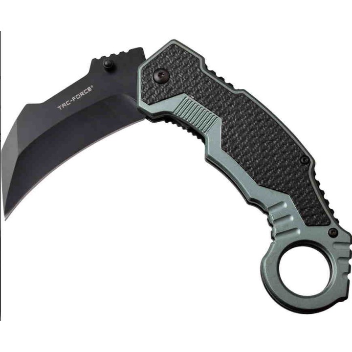 TF1001GY Couteau Tac Force Karambit A/O Lame Acier 3Cr13 Manche Alu Black/Gray - Livraison Gratuite