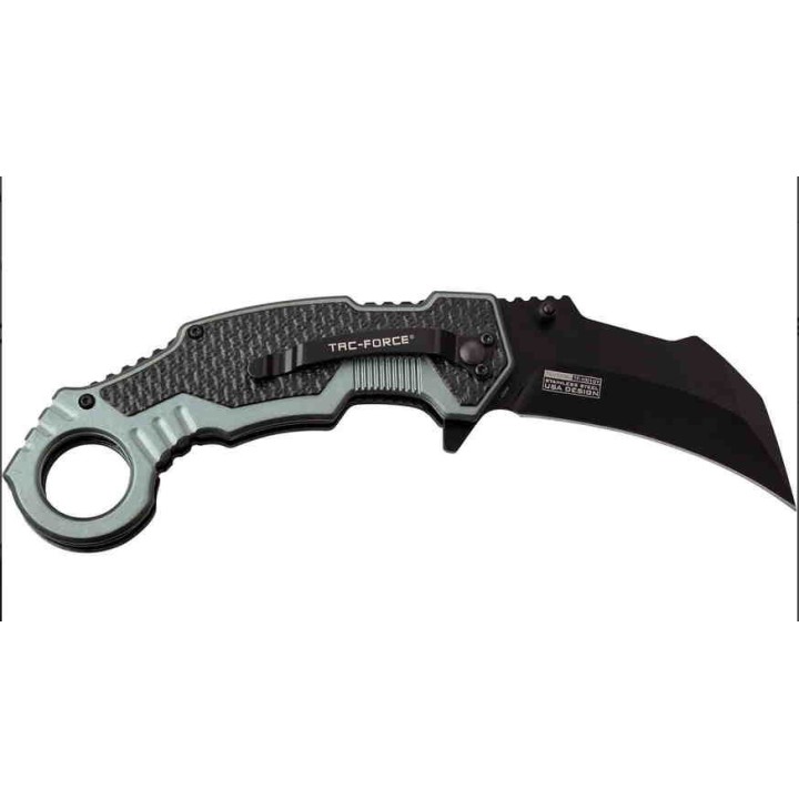 TF1001GY Couteau Tac Force Karambit A/O Lame Acier 3Cr13 Manche Alu Black/Gray - Livraison Gratuite