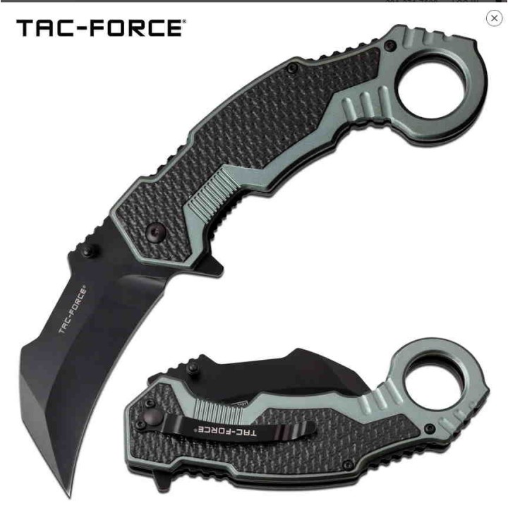 TF1001GY Couteau Tac Force Karambit A/O Lame Acier 3Cr13 Manche Alu Black/Gray - Livraison Gratuite