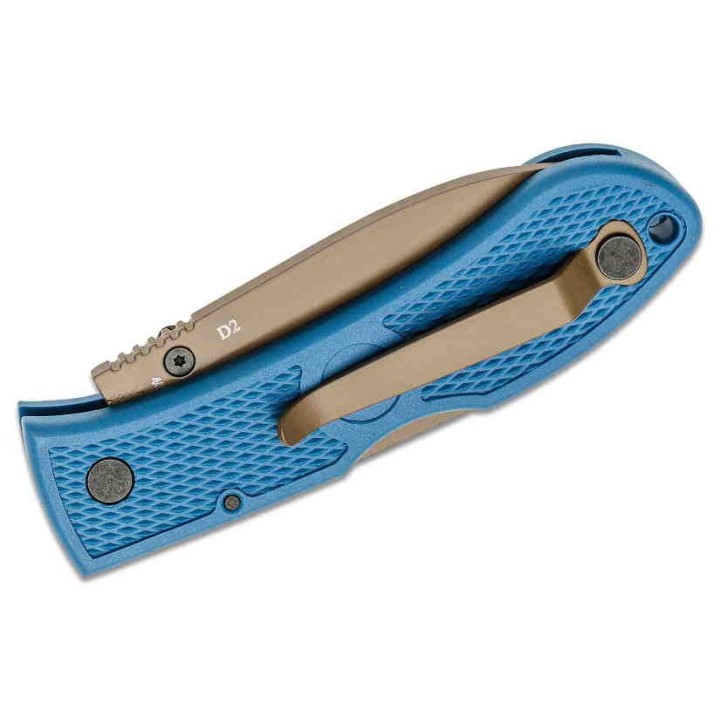 Couteau KA-BAR Dozier Folding Hunter D2 Manche Blue Zytel Lockback Clip KA4062D2 - Livraison Gratuite