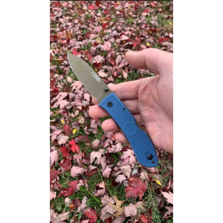 Couteau KA-BAR Dozier Folding Hunter D2 Manche Blue Zytel Lockback Clip KA4062D2 - Livraison Gratuite