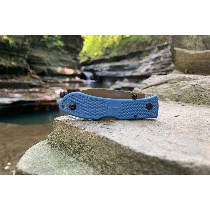 Couteau KA-BAR Dozier Folding Hunter D2 Manche Blue Zytel Lockback Clip KA4062D2 - Livraison Gratuite