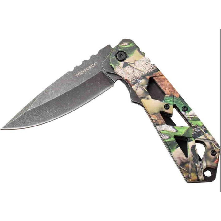 TF1019TN Couteau Predator Tac Force A/O Acier 3Cr13 Manche Green Camo Linerlock Clip - Livraison Gratuite