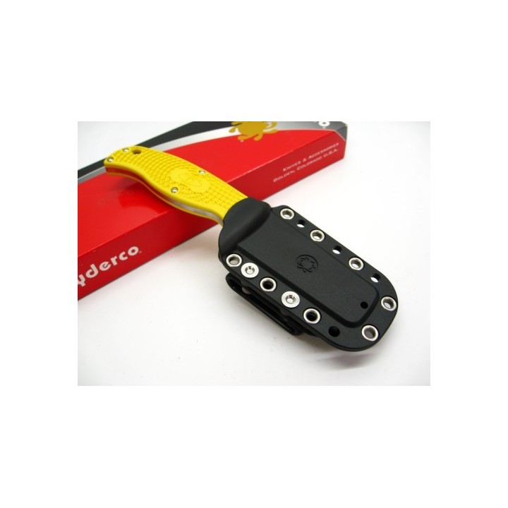 Couteau Spyderco Enuff Salt Yellow Lame Acier H-1 Serrated Manche FRN Etui Polymer Made In Japan SCFB31SYL - Livraison Gratuite