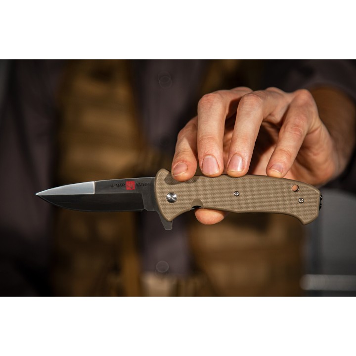 AMK2214 Al Mar SERE 2020 Linerlock A/O 8Cr13MoV Plain Edge Tan FRN Handle Clip - Livraison Gratuite