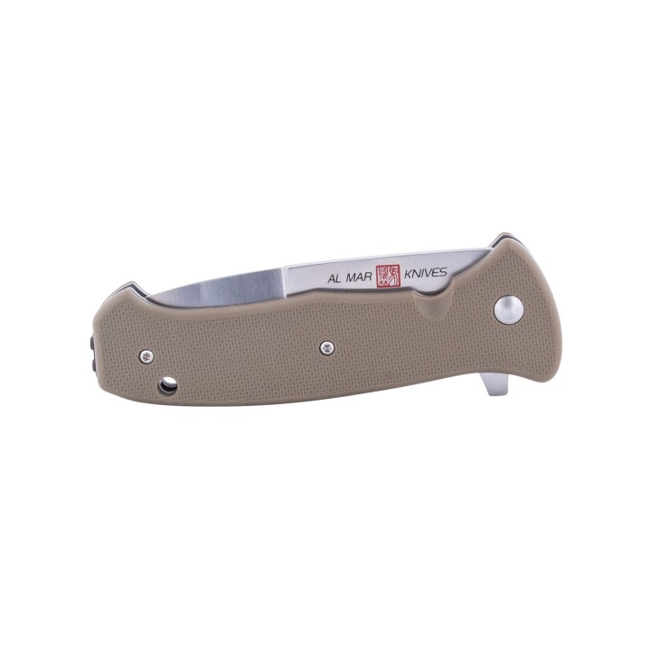 AMK2214 Al Mar SERE 2020 Linerlock A/O 8Cr13MoV Plain Edge Tan FRN Handle Clip - Livraison Gratuite