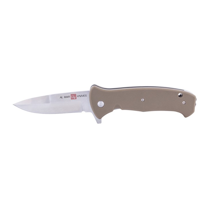 AMK2214 Al Mar SERE 2020 Linerlock A/O 8Cr13MoV Plain Edge Tan FRN Handle Clip - Livraison Gratuite