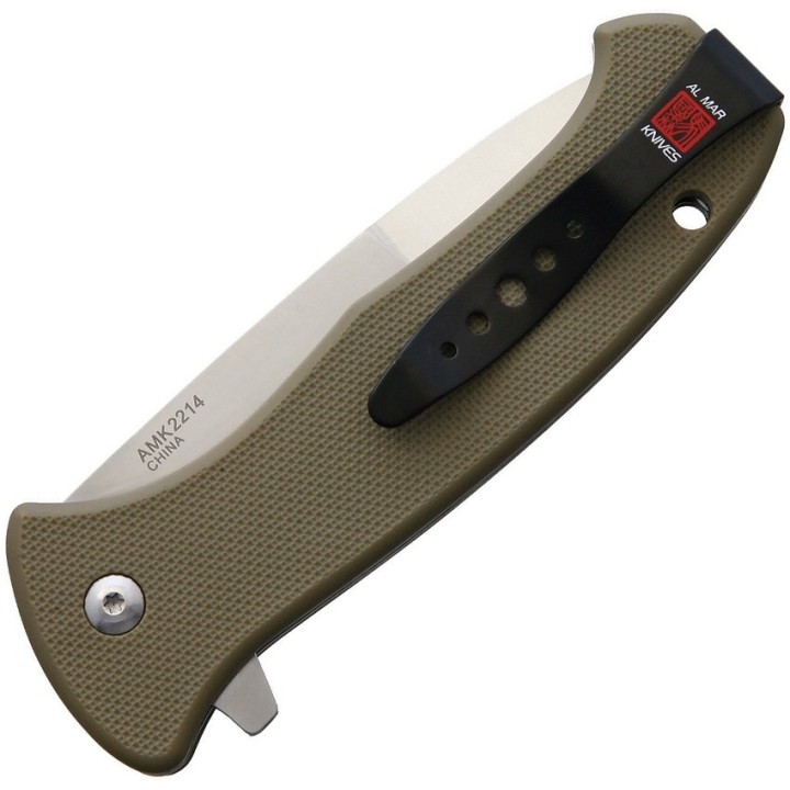 AMK2214 Al Mar SERE 2020 Linerlock A/O 8Cr13MoV Plain Edge Tan FRN Handle Clip - Livraison Gratuite