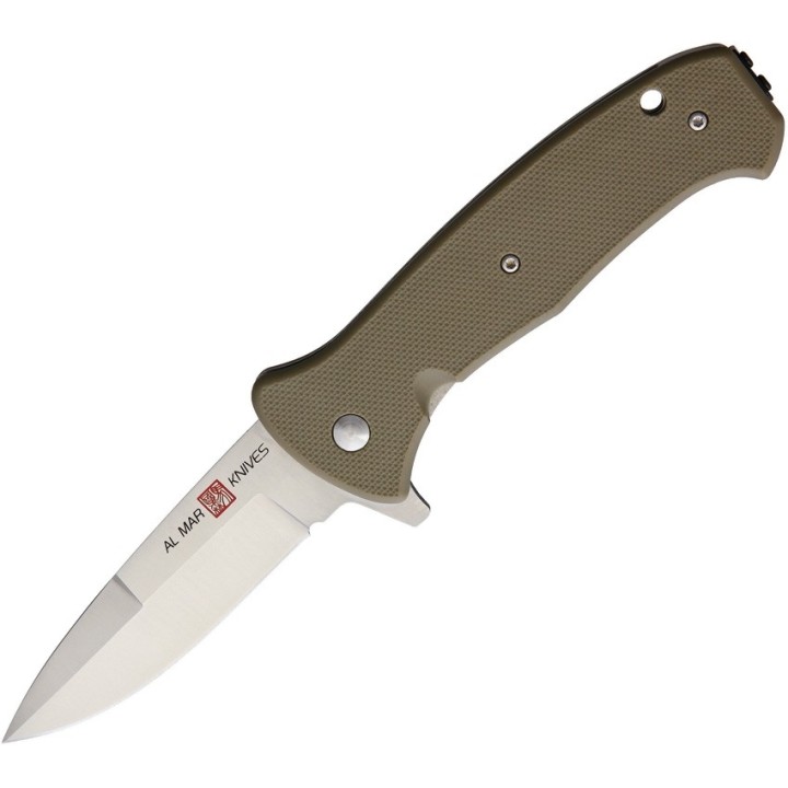 AMK2214 Al Mar SERE 2020 Linerlock A/O 8Cr13MoV Plain Edge Tan FRN Handle Clip - Livraison Gratuite