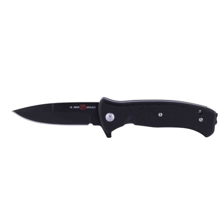 AMK2204 Al Mar Mini SERE 2020 Linerlock A/O 8Cr13MoV Plain Edge Black FRN Handle Clip - Livraison Gratuite