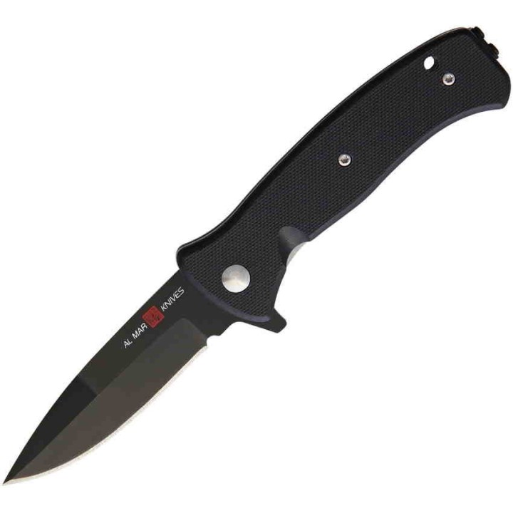 AMK2204 Al Mar Mini SERE 2020 Linerlock A/O 8Cr13MoV Plain Edge Black FRN Handle Clip - Livraison Gratuite