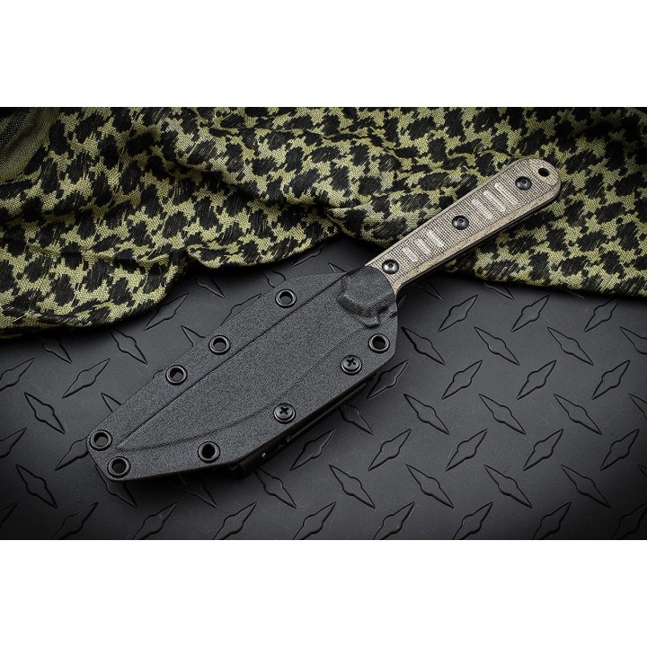 Couteau Tactical Bastinelli Creations Silence Slim Dark Lame N690Co Manche Micarta Etui Kydex Italy BAS222 - Livraison Gratuite