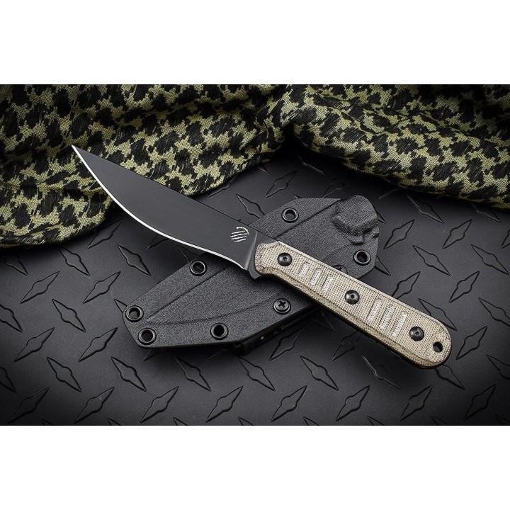 Couteau Tactical Bastinelli Creations Silence Slim Dark Lame N690Co Manche Micarta Etui Kydex Italy BAS222 - Livraison Gratuite