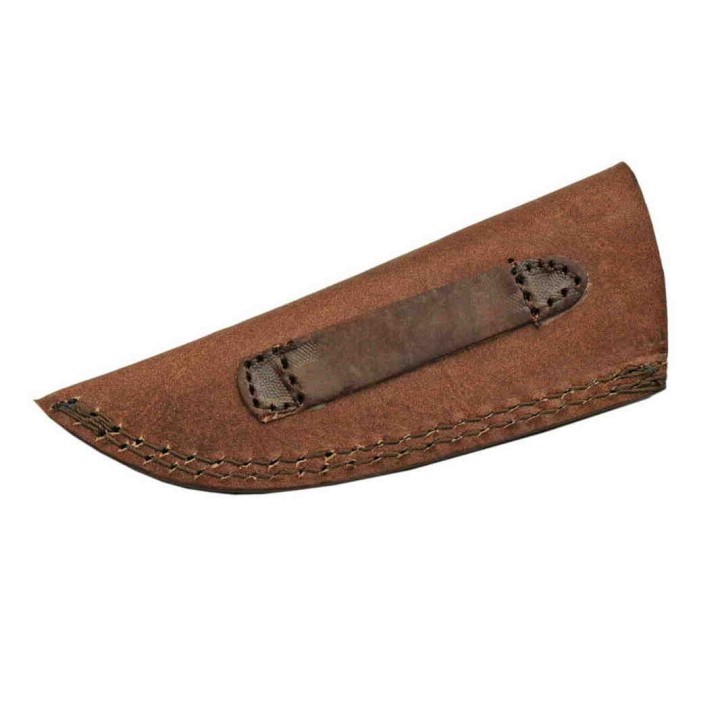 Couteau Damas Lame Acier 256 Couches Manche Os Cerfé Etui Cuir DM1188 - Livraison Gratuite