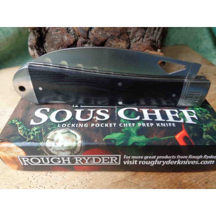 Couteau De Cuisine Santoku EDC Lame Acier 440 Manche G10 Lockback Rough Rider RR2196 - Livraison Gratuite