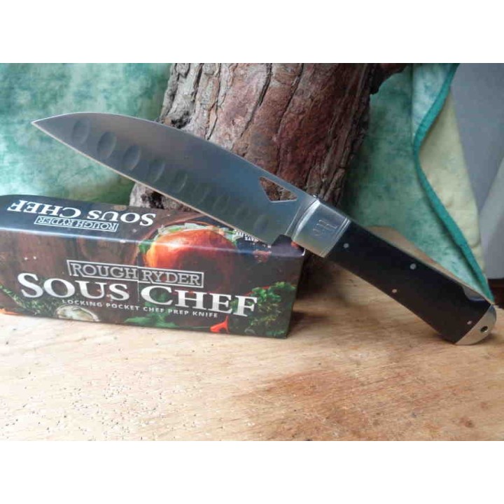 Couteau De Cuisine Santoku EDC Lame Acier 440 Manche G10 Lockback Rough Rider RR2196 - Livraison Gratuite