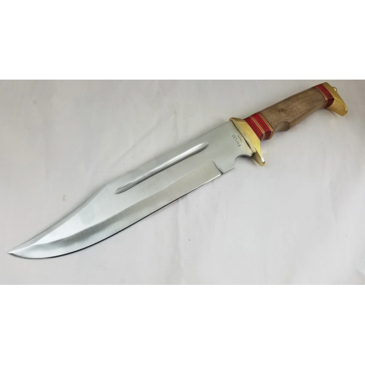 Couteau Bowie Fox-N-Hound 17" Lame Acier Chirurgical Manche Bois Etui Cuir FH120 - Livraison Gratuite