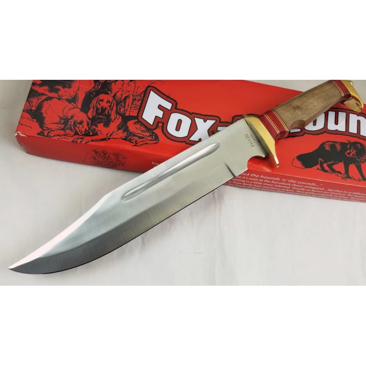 Couteau Bowie Fox-N-Hound 17" Lame Acier Chirurgical Manche Bois Etui Cuir FH120 - Livraison Gratuite
