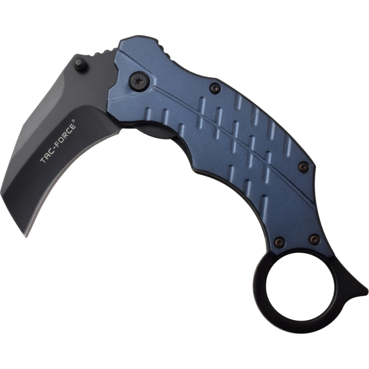 TF1020BL Couteau Tac Force Karambit A/O Blue Lame Acier 3Cr13 Manche Aluminium Linerlock Clip - Livraison Gratuite
