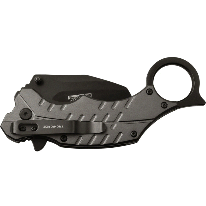 TF1020GY Couteau Tac Force Karambit A/O Gray Lame Acier 3Cr13 Manche Aluminium Linerlock Clip - Livraison Gratuite