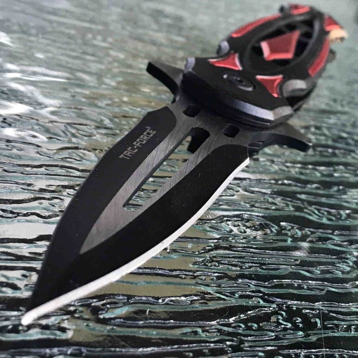 TF1023RD Couteau Tac Force Tactical A/O Lame Acier 3Cr13 Manche Black/Red Alu Linerlock Clip - Livraison Gratuite