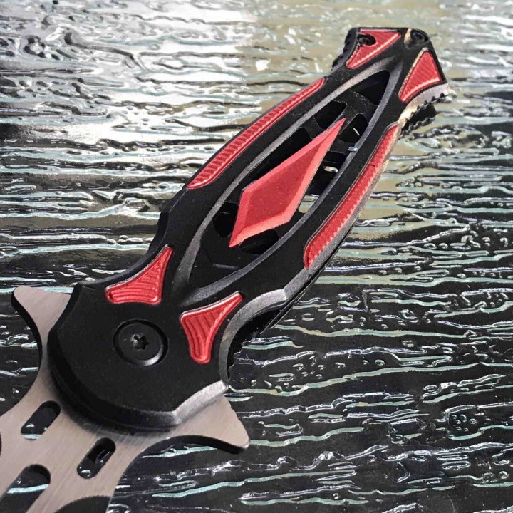 TF1023RD Couteau Tac Force Tactical A/O Lame Acier 3Cr13 Manche Black/Red Alu Linerlock Clip - Livraison Gratuite