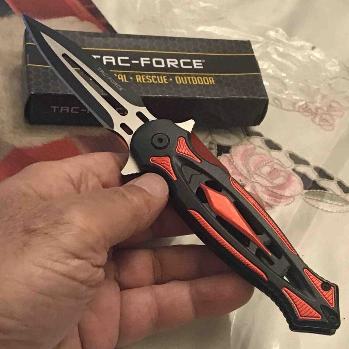 TF1023RD Couteau Tac Force Tactical A/O Lame Acier 3Cr13 Manche Black/Red Alu Linerlock Clip - Livraison Gratuite