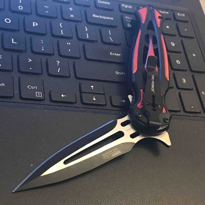 TF1023RD Couteau Tac Force Tactical A/O Lame Acier 3Cr13 Manche Black/Red Alu Linerlock Clip - Livraison Gratuite