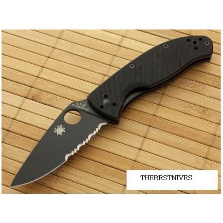 Couteau Spyderco Tenacious Black Acier 8Cr13MoV Manche Black G-10 SC122GBBKPS - Livraison Gratuite