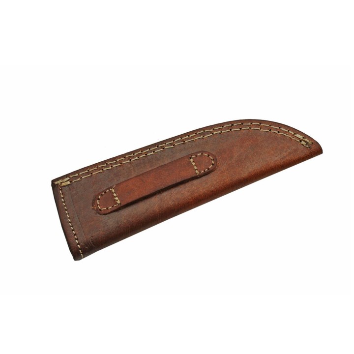 DM1192 Couteau Skinner Damas 256 Couches Manche Corne/Os/Bois Etui Cuir - Livraison Gratuite