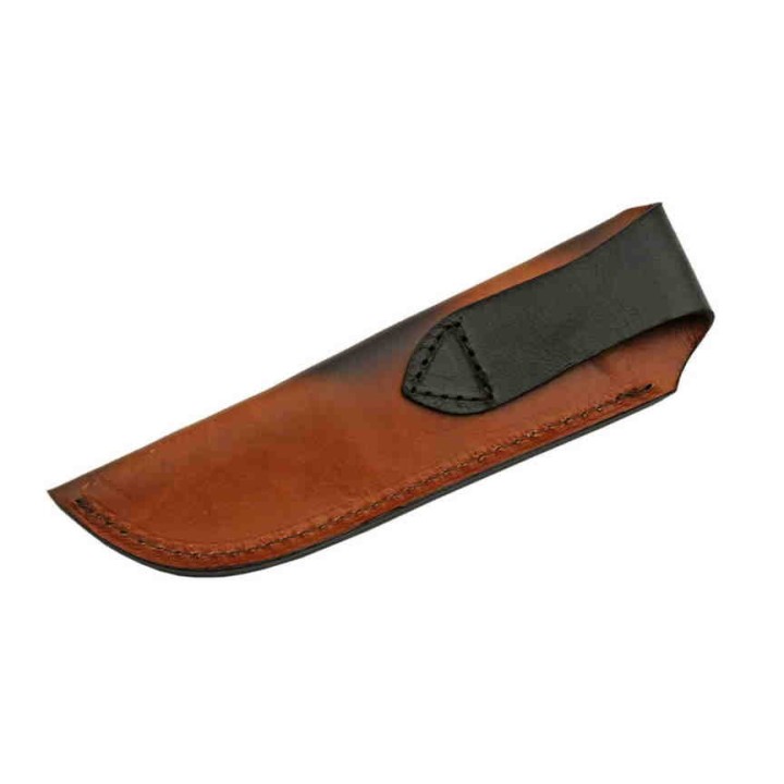 DM1198HN Couteau Skinner Sharktooth Damas 256 Couches Manche Corne Etui Cuir - Livraison Gratuite