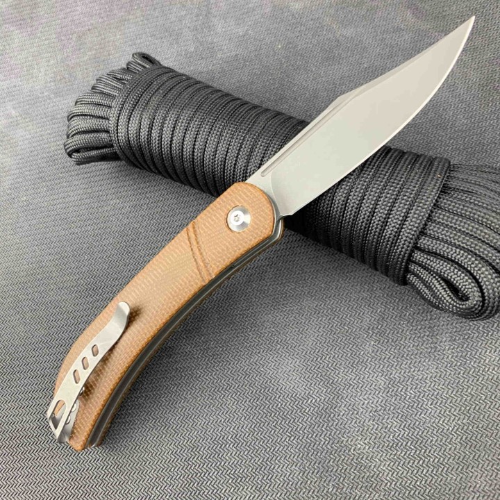 Couteau Civivi Appalachian Drifter Brown Lame Acier S35VN Manche Micarta Ceramic Bearings CIVC2015A - Livraison Gratuite