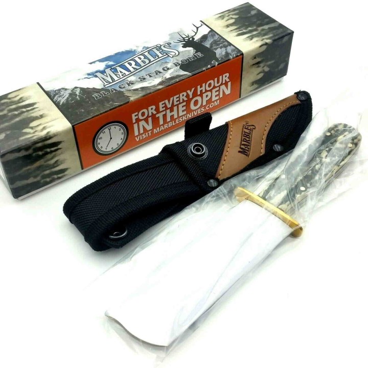 Couteau Poignard Marbles Cowboy Skinner Acier Inox Manche Os Façon Corne Etui Nylon MR476 - Livraison Gratuite