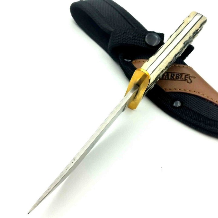 Couteau Poignard Marbles Cowboy Skinner Acier Inox Manche Os Façon Corne Etui Nylon MR476 - Livraison Gratuite
